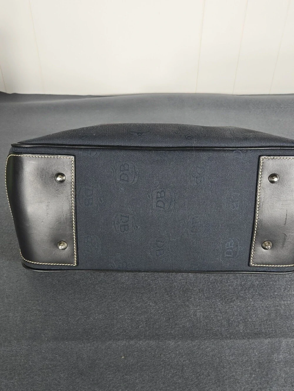Dooney & Bourke Charcoal and Black Monogram Tote Travel Plane Work Trip Iconic